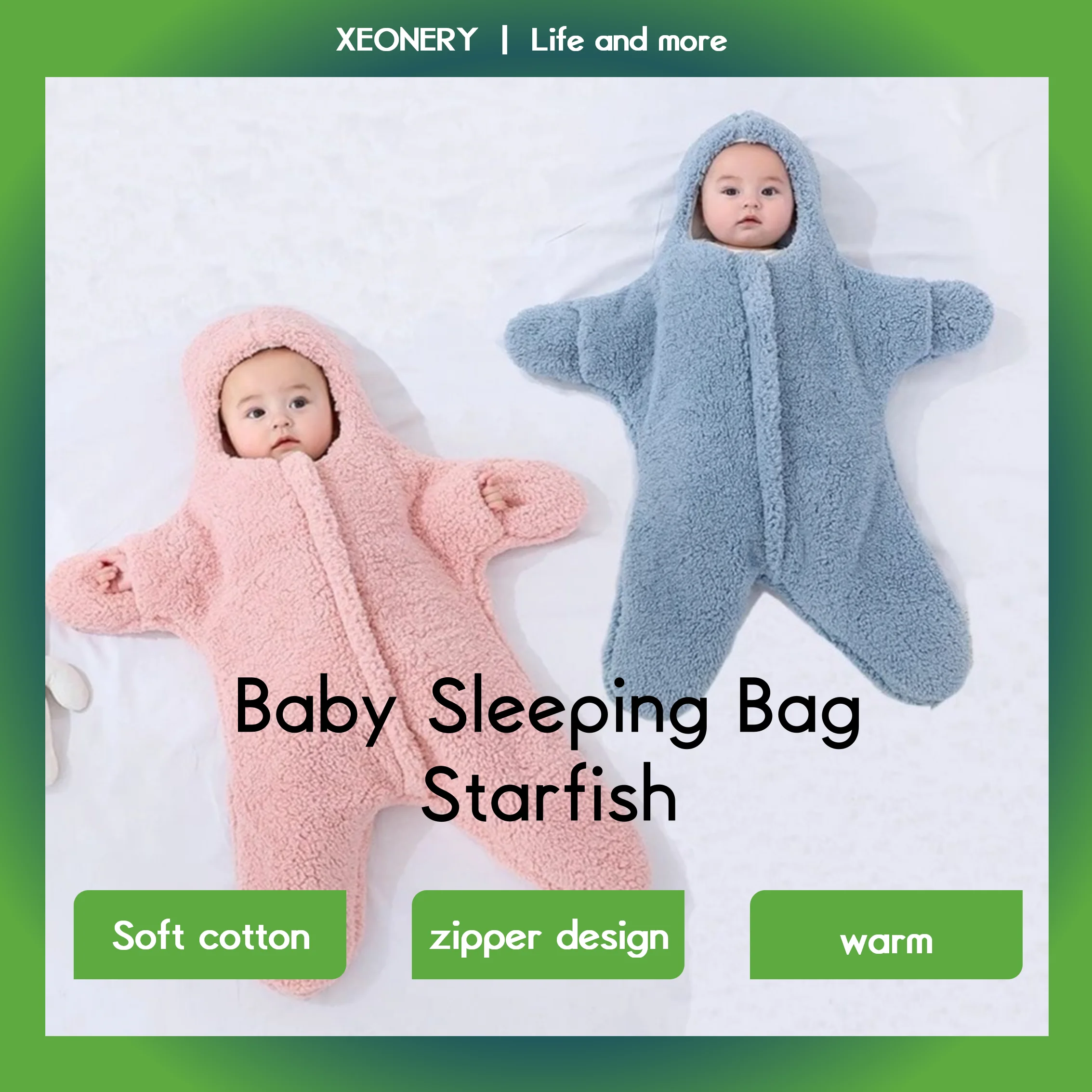 

Winter Baby Sleeping Bag Starfish Lamb Fleece Swaddle Newborn Sleeping Bag Warm Thick Baby Pajama Cute Infant Romper Swaddle