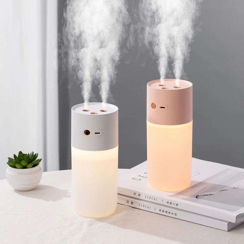 

Dual Humidifier Air Wireless Ultrasonic Warm Aromatherapy Nozzle Lamp Charging USB Water Diffuser with Humidificador Home 400ML