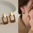 Новинка осенне-зимние коричневые серьги винтажные матовые Висячие серьги для женщин Металлические Модные массивные висячие серьги 2022 трендовые ювелирные изделия