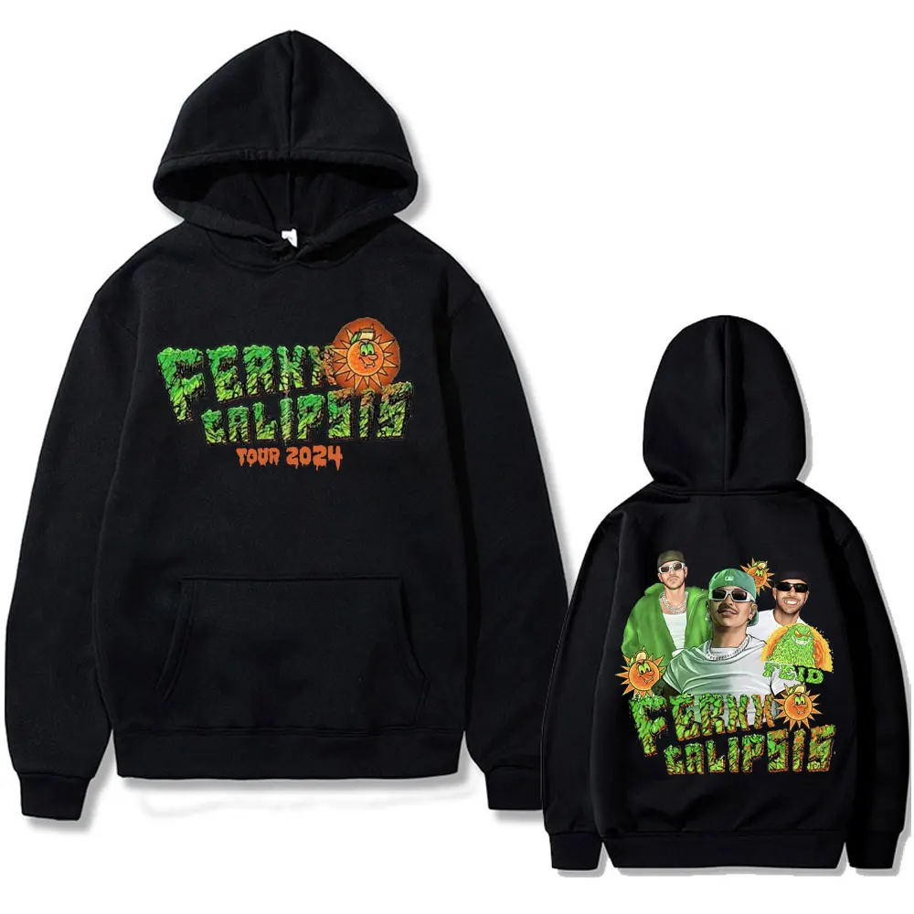 Толстовка Rapper Feid Ferxxo Ferxxocalipsis Tour 2024 с принтом для мужчин и женщин Черная Оверсайз в