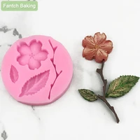 diy flower leaf branches silicone fondant cake mold cupcake candy chocolate decoration baking tool fq3348