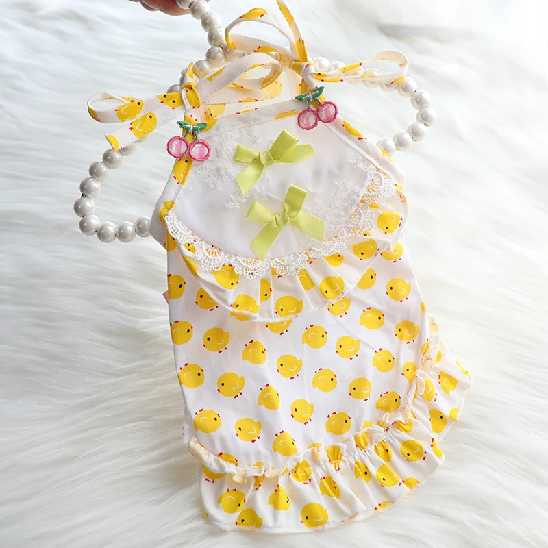 Pink Yellow Pet Dog Sling Dresses 2022 New Puppy Clothes Cute Stars Print Bow Princess Dress For Small Medium Chihuahua |