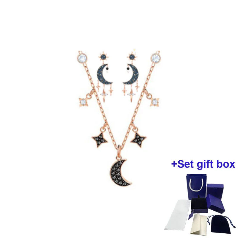 

S Stars and Moon High-quality Jewelry Necklace Earrings Set, The First Choice for Holiday Gifts To Express Your Heart