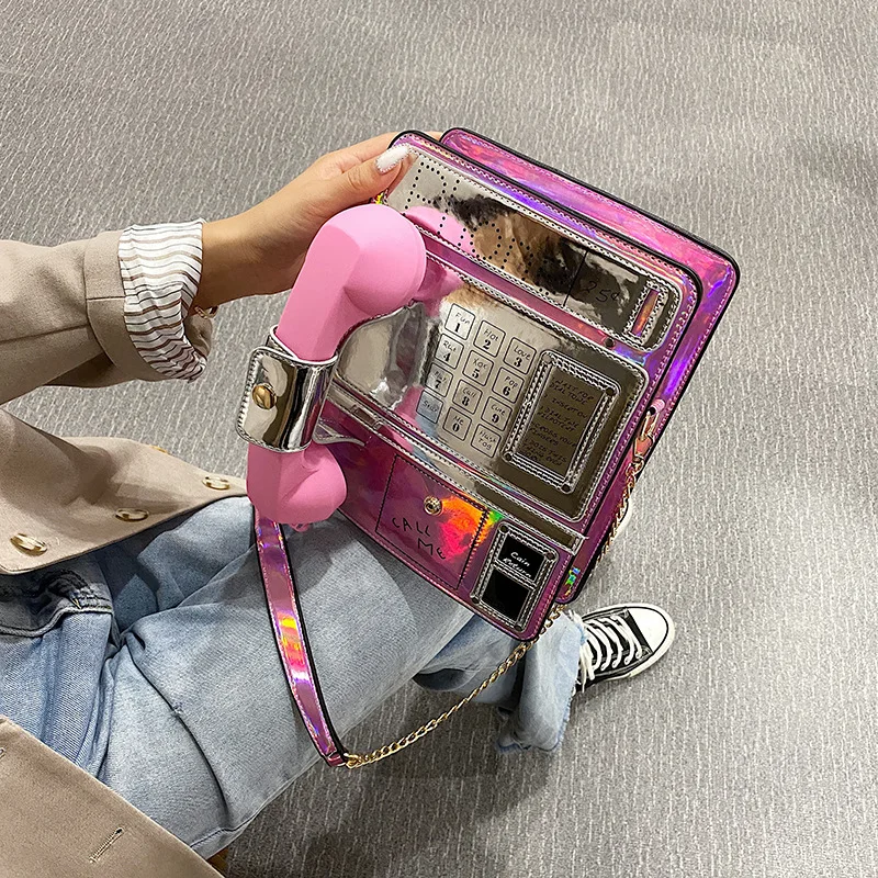 

Phone Shape Luxury Shoulder Bag New Creative Women Mini Phone&Purses Messenger Pack Candy Colors Bags Laser Holographic