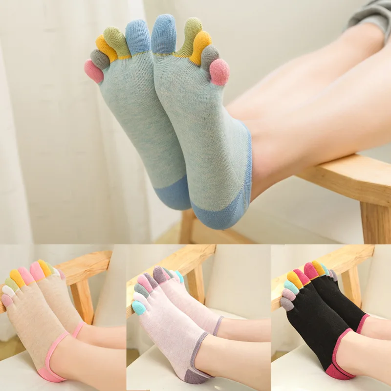Women Five Finger Socks Solid Color Funny Toe Sock Slippers Girls Lady Ski Invisible Harajuku Socks Lolita Low-Tube Ankle Socks