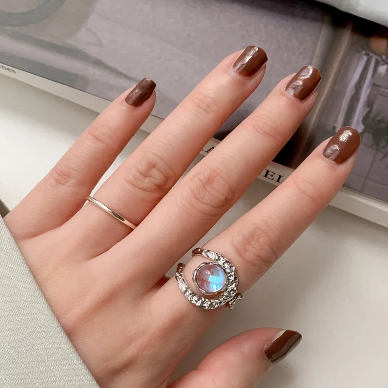 

New Dazzling Crystal Opal Irregular Opening Rings for Women Design Fashion Hollow Vintage Rings Trendy Jewelry Gift