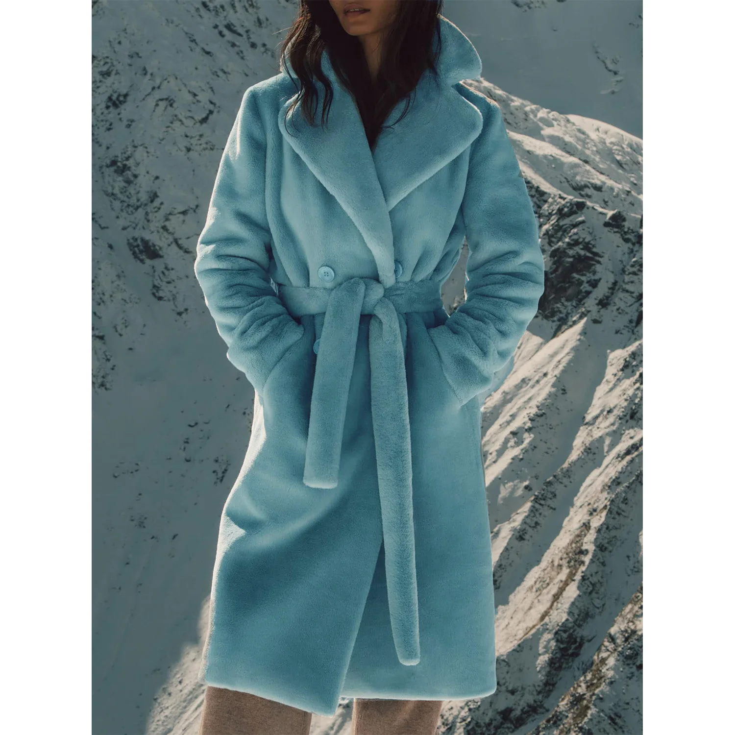 2022 New Winter Women'S High-Quality Artificial Rabbit Fur Coat Luxury Long Coat Loose Lapel Coat Thick Warm Women'S Plush Coat