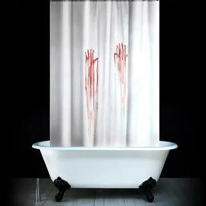 

Scary Blood Hand Print Halloween Shower Curtain Waterproof Mildew Polyester Bathroom Fabric For Bathtub Art Decoration