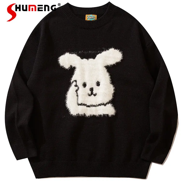 

Fashion Brand Cartoon Little Bunny Sweater Ladies 2022 New Winter Crew Neck Loose Long Sleeve Pull Couple Sweaters Fro Women