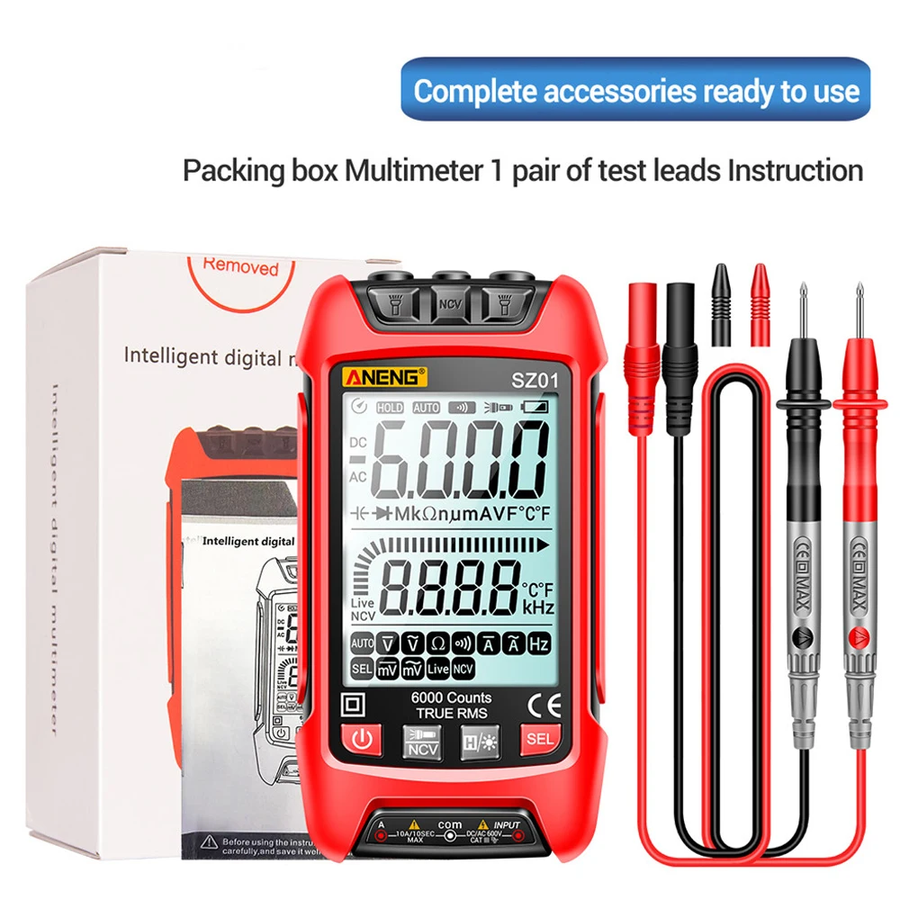 

Цифровой дисплей, измерительный многометровый Интеллектуальный высокоточный инструмент для подсветки электрика, тестеры напряжения желтого цвета