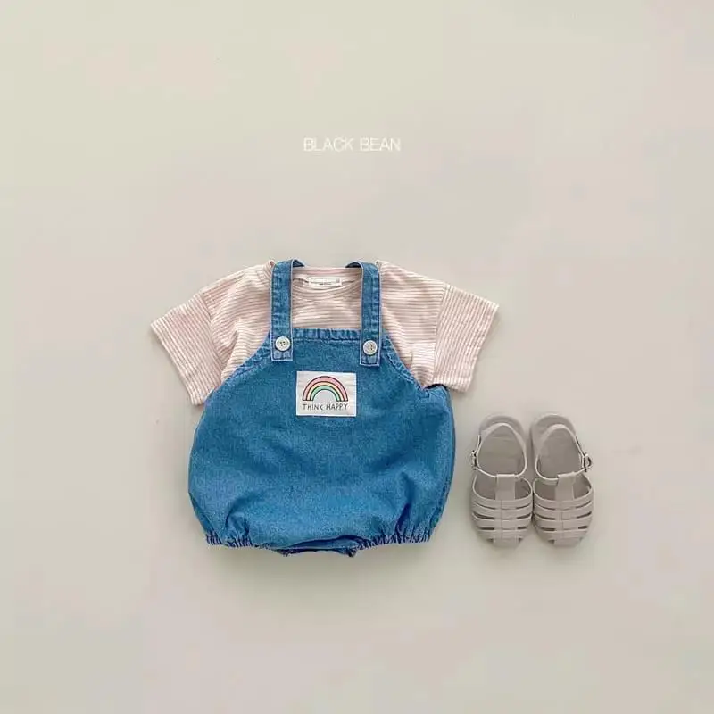 2022 Summer New  Baby Boy Sleeveless Denim Bodysuit Infant Girl Cute Dot Overalls Baby Toddler Rainbow Print Jumpsuit Clothes