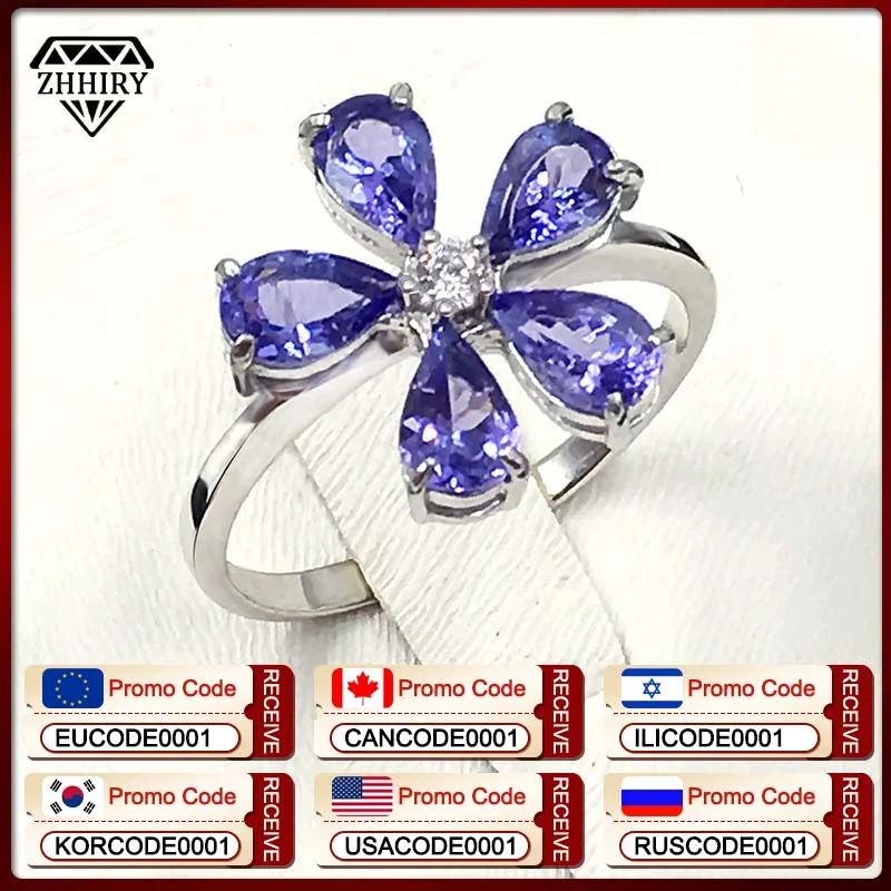 ZHHIRY кольцо из настоящего синего танзанита женское ювелирное изделие