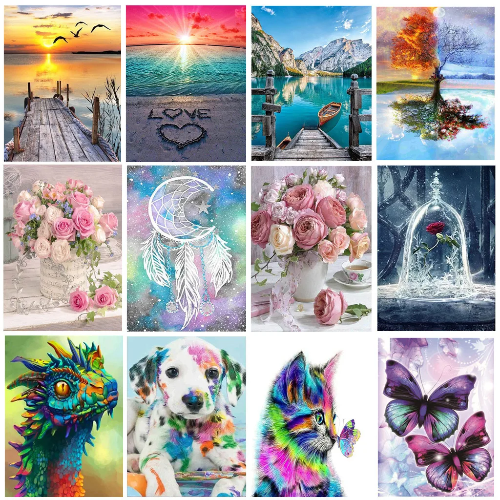 

Diy 5d Diamond Beach Scenery Animal Butterfly Cross Stitch Full Diamond Crystal Rhinestone Embroidery Craft Home Wall Decor Gift