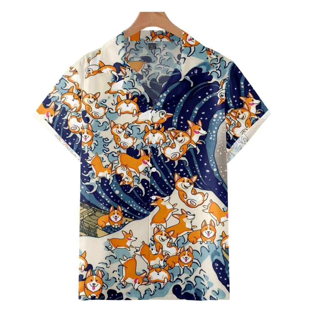 

2022 Vintage Graphic Print Cuban Collar Shirt, Hawaiian Beach Fashion Casual Vintage Style, Summer Shirts for Men and Women