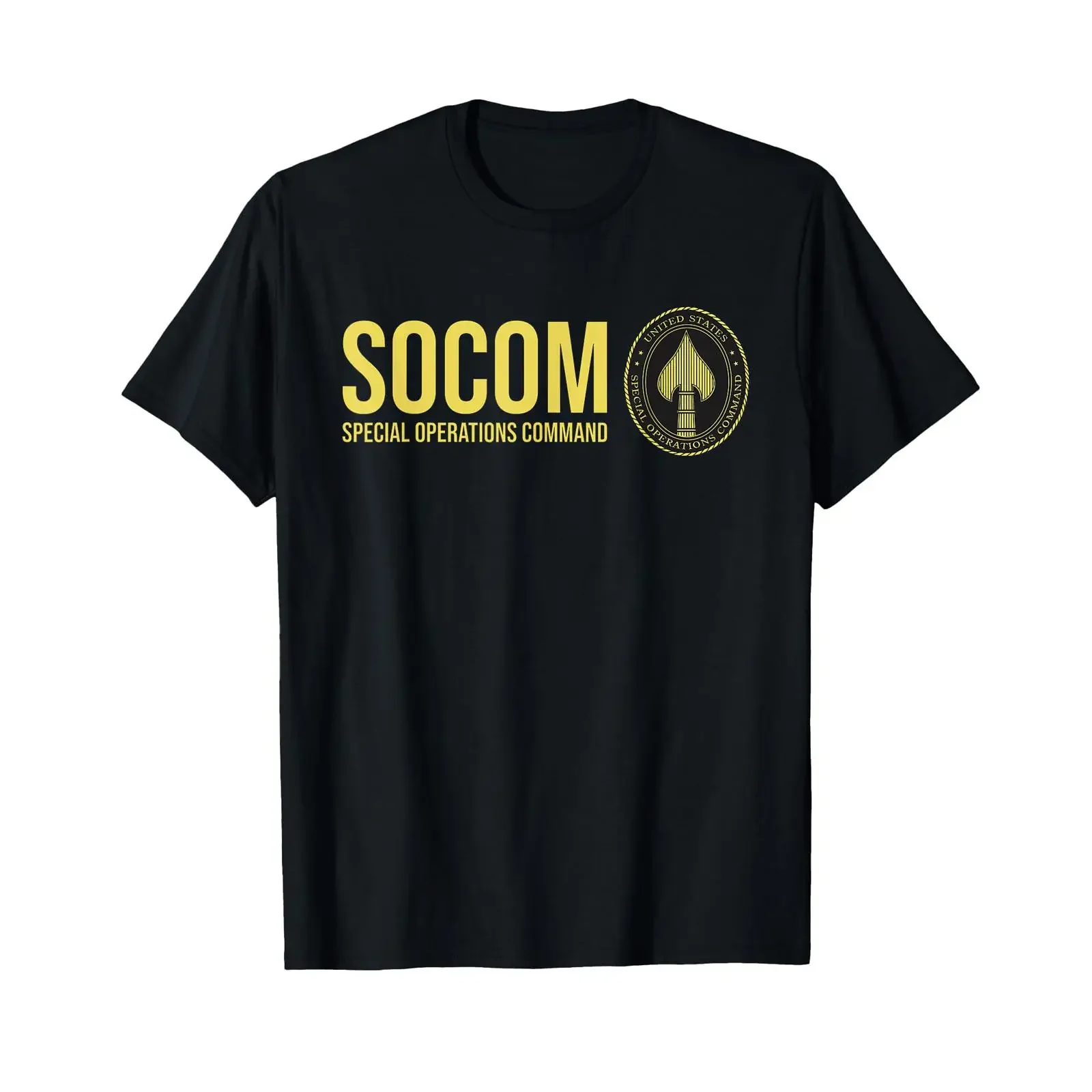 Фото Винтажная футболка SOCOM (Специальные операционные команды США) в стиле милитари, с эффектом потертости, уличная одежда для мужчин, стильный универсальный топ для повседневной носки №1