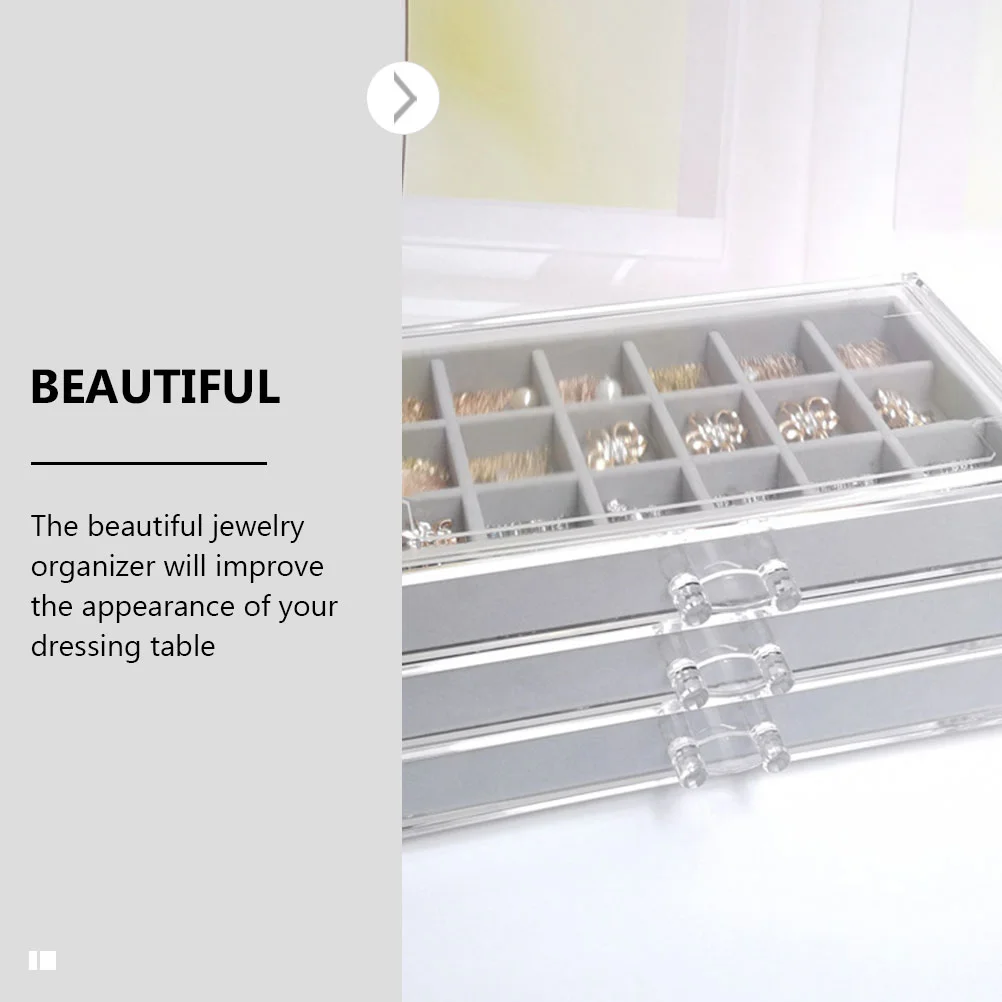 Drawer Acrylic Organizer Earring Jewelry Box Holder Storage Layer Ring Boxesmultiple Rings Dresserclear 
