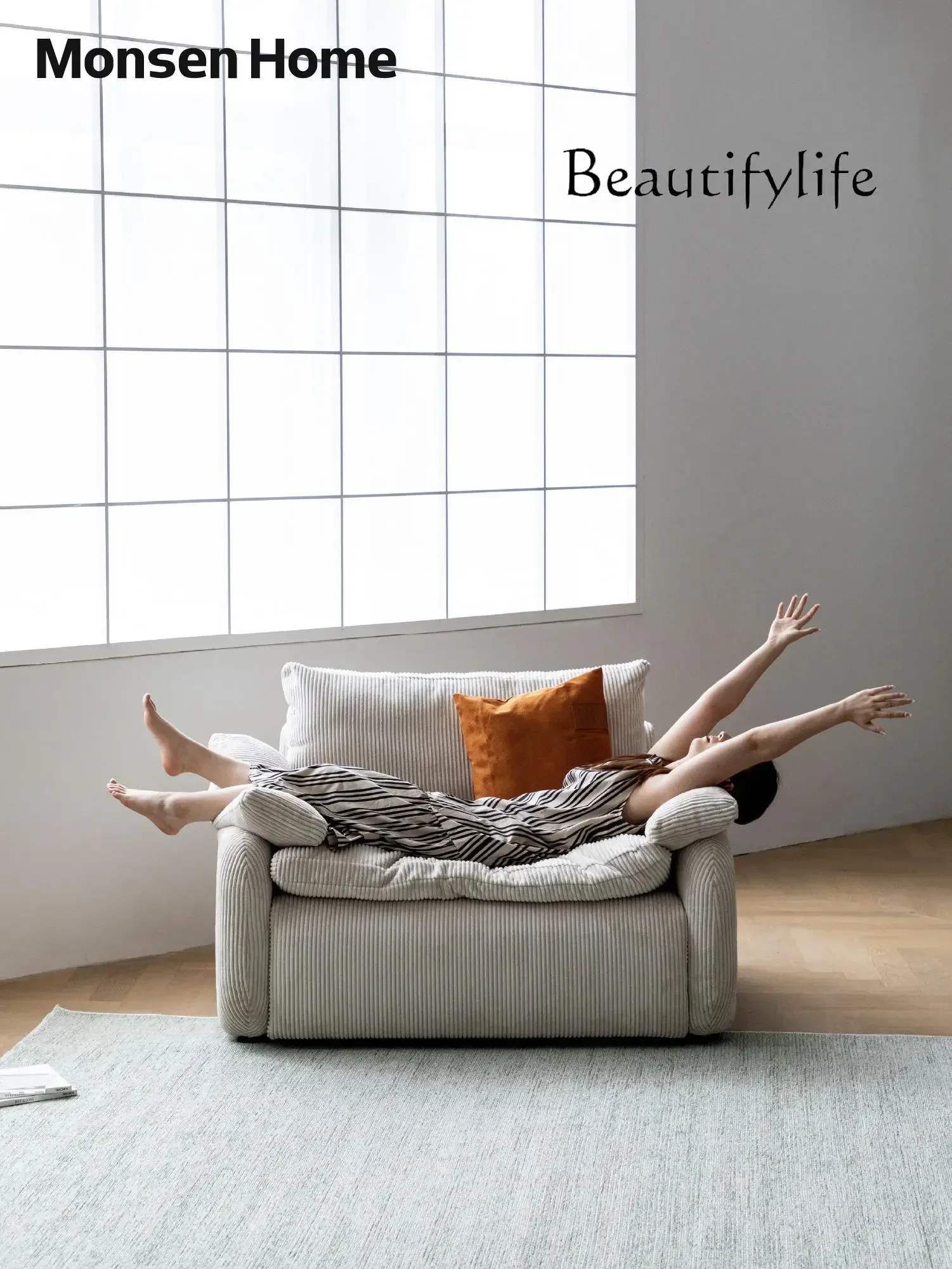 Одноместный диван для чтения угловая ткань вельвет ленивый минималистичный