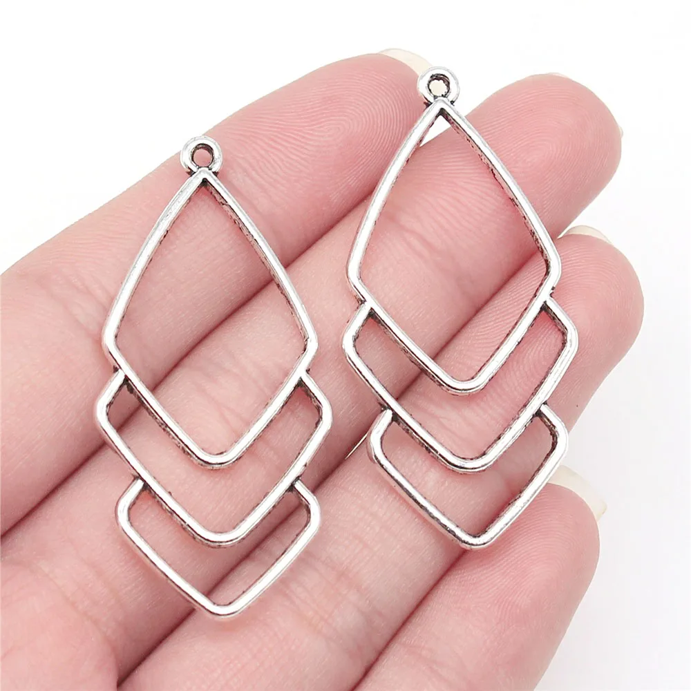 Полые геометрические подвески для сережек, браслетов, ювелирных изделий «сделай сам», комплектующие для подвесок, 10 шт., 50 х25 мм