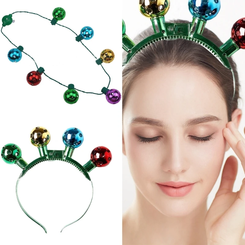 

Christmas LED Headband Necklace Party Props Accessories Festival Party Hairhoop Cosplay Costume Decorative Headband 2pcs