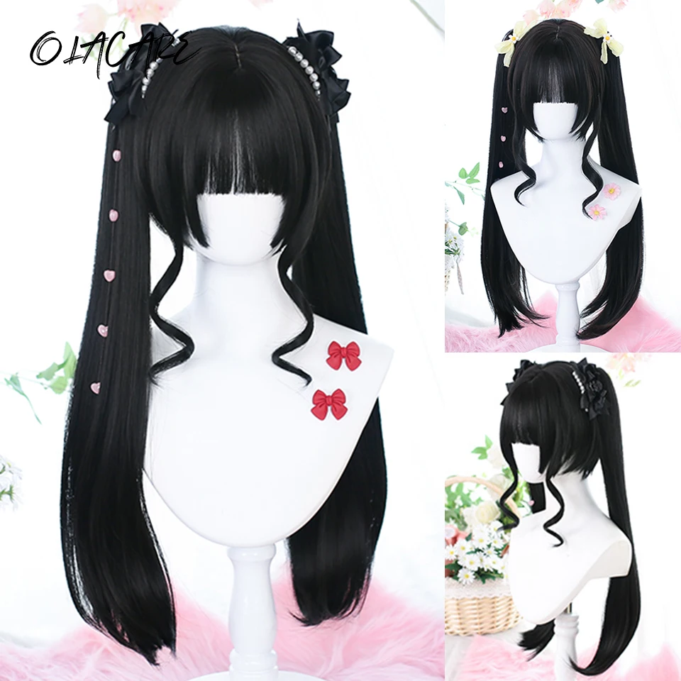 Синтетический длинный волнистый кудрявый парик OLACARE в стиле лолита с челкой