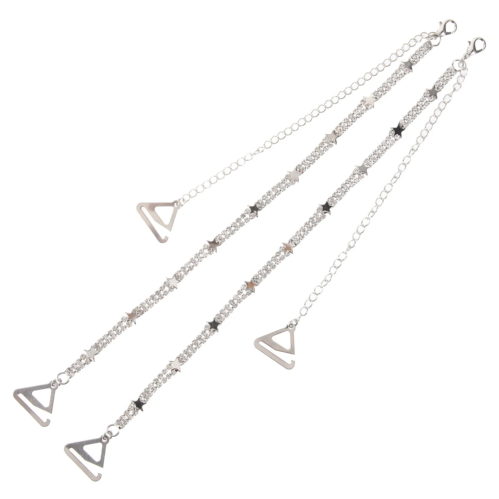 2 Pcs Strap Dress Accessories Straps Invisible Pentagram Shoulder Replacement Decorative Acrylic Metal Chain Miss