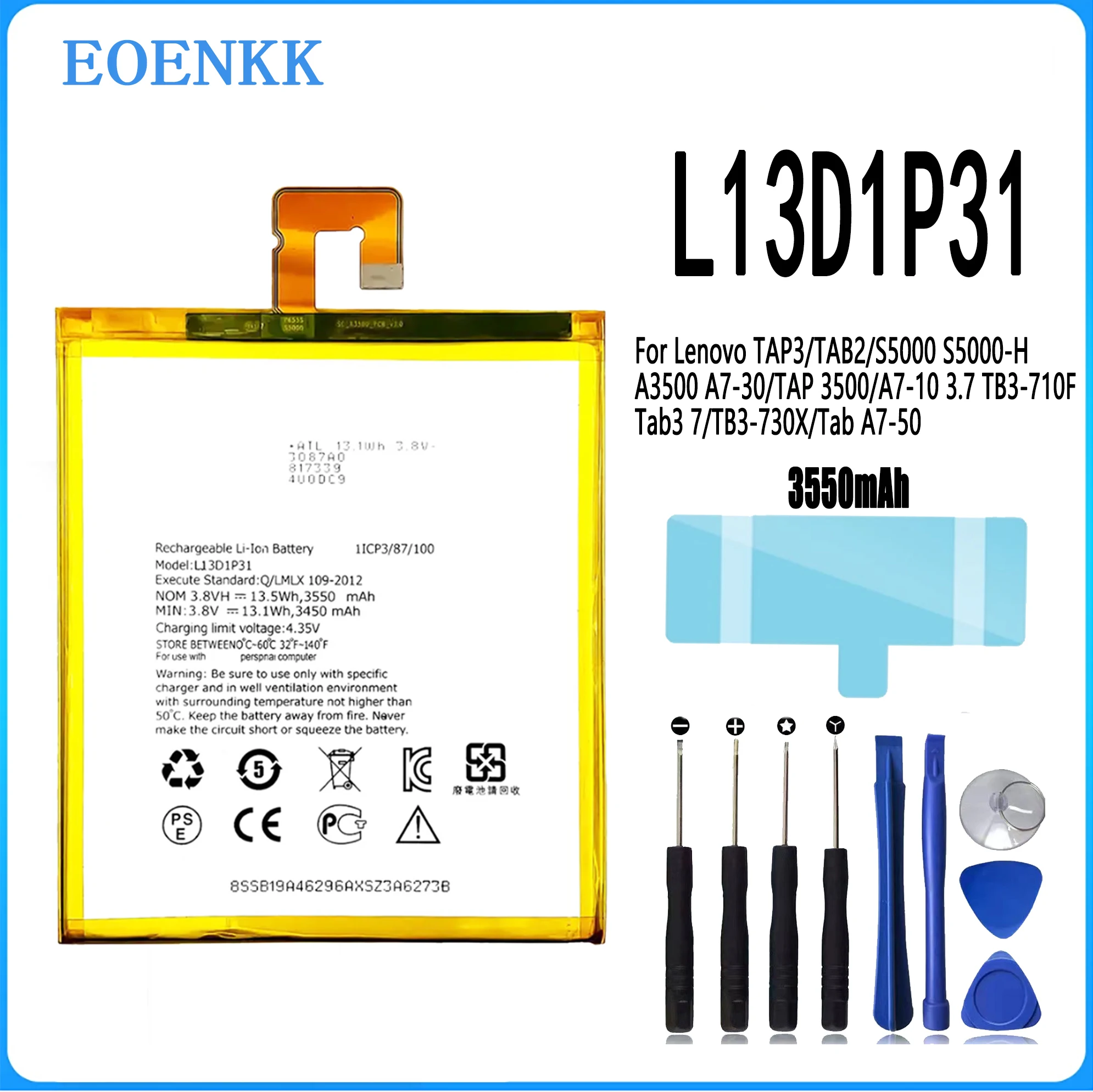 Enlarge L13D1P31 Battery For Lenovo Pad A3500 S5000 S5000-H tab3 7 TB3 710i 710F tab 2 A7 A7-30 A7-10F Original Capacity Tablet Batterie