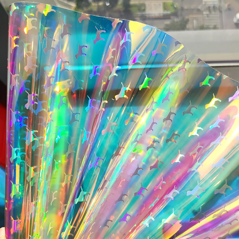 

Faux Leather Holographic TPU Printing Roll Fabric Blue Laser Printing DIY Clothing Handbags Hat Jewelry Umbrella Keychain Crafts