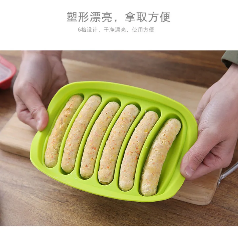 

Sausage Maker Mould 6 Grids Silicone DIY Ham Hot Dog Making Moulds With Lid Kitchen Household Sausages Cake Baking Tools Molds