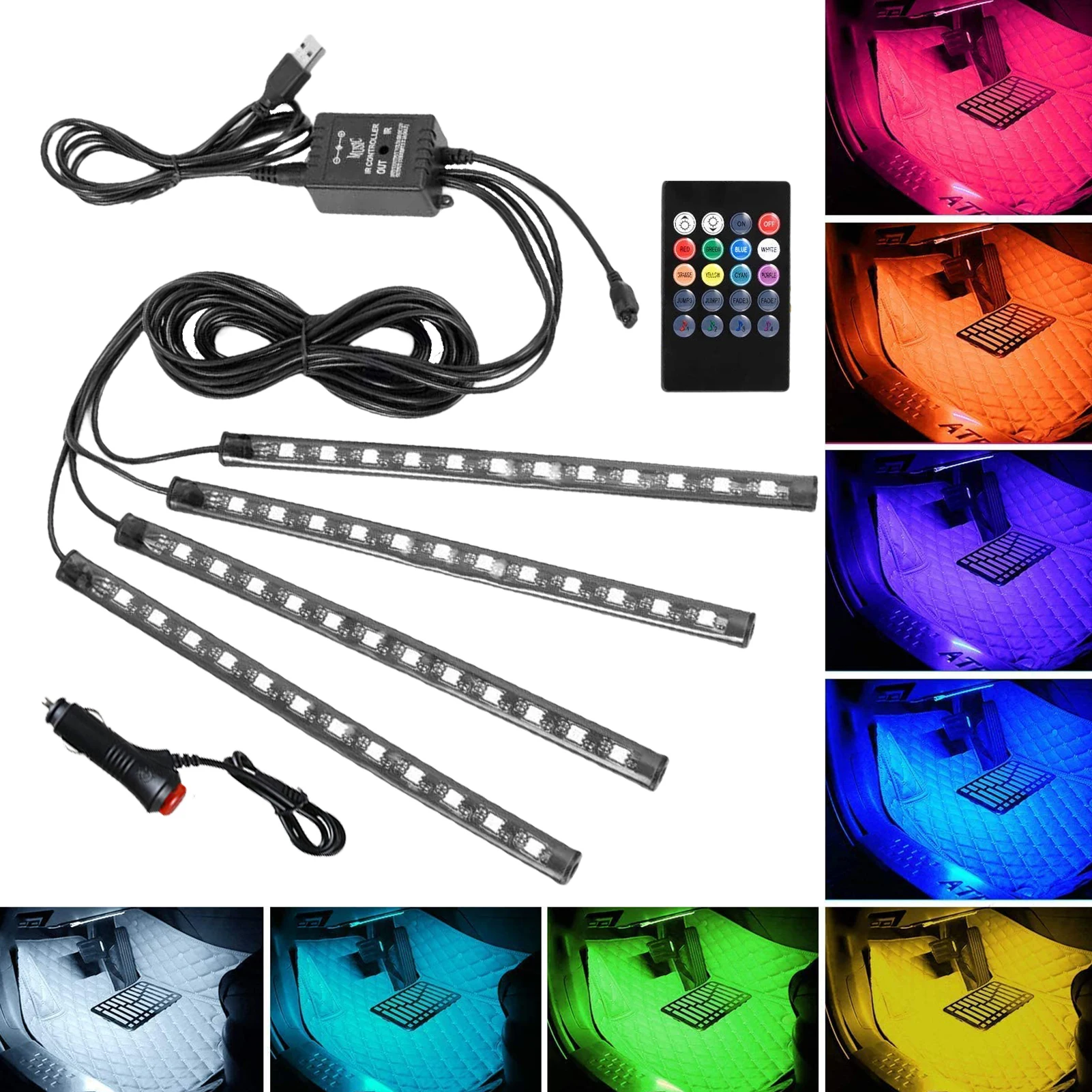 

Car LED Light Strips LED Interior Lights For Car Automotive RGB LED Light Strip Music Sync Rgb Led Lights For Cars Wireless