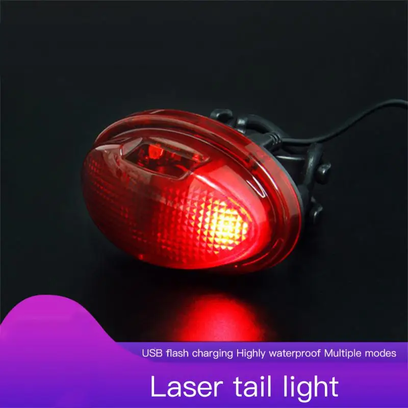 

800mah Bike Laser Tail Light Waterproof Usb Charging Bicycle Accessories 7 Flashing Modes Mountain Bike Equipment Abs Car Lights