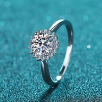 sterling silver ring female sunflower moissanite ring plated pt950 platinum