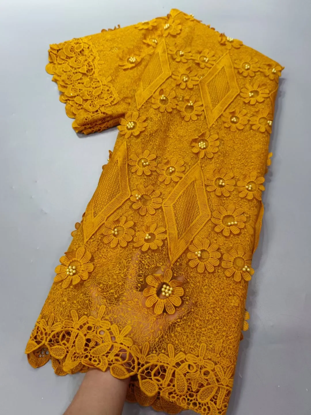 

Африканская фотосетка 5 ярдов кружева 2022 Высококачественная нигерийская бисерная Тюлевая ткань для французского свадебного платья