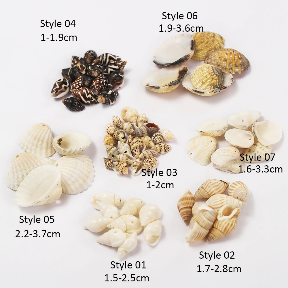 50g 7 Styles Natural Shells Conch Necklace Bracelet Earring Pendants for Jewelry Making DIY Resin Epoxy Mold Filler Accessories