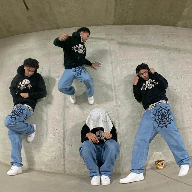 

Y2K Skull Graphic hip hop Sweatshirt Men Gothic Oversized Clothes Long Sleeve Gothic Tops Long sleeve Grunge emo Zip Up jackets