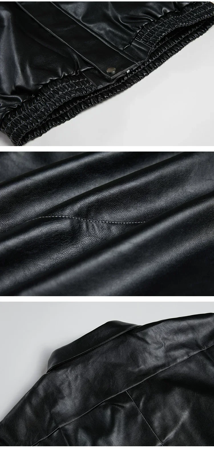 Мужская черная кожаная куртка весенне-осенняя новая свободная мотоциклетная