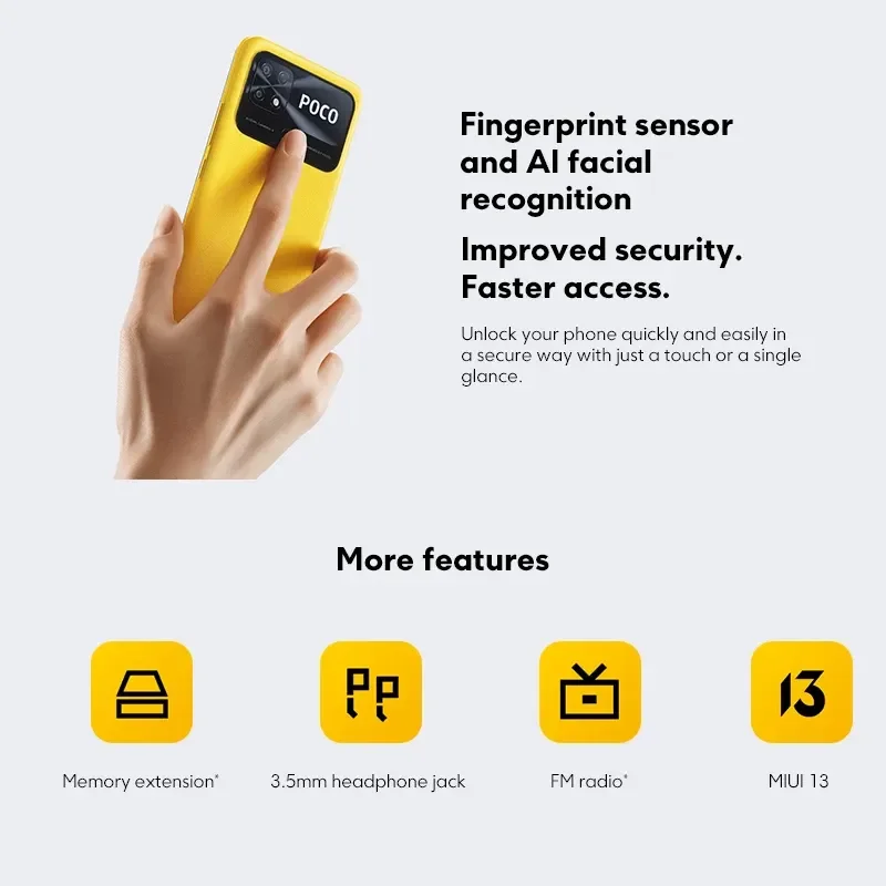 Смартфон глобальная версия POCO C40 32 ГБ/64 ГБ Android Восьмиядерный Аккумулятор 6000 мАч