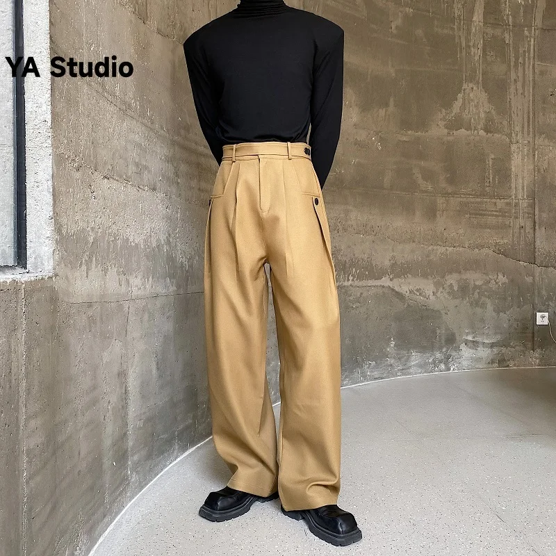 

[YA Studio] 2023 New Autumn Winter Casual Pants Men's High-grade Korean Version Straight Leg Loose Thick Wide Leg Pants