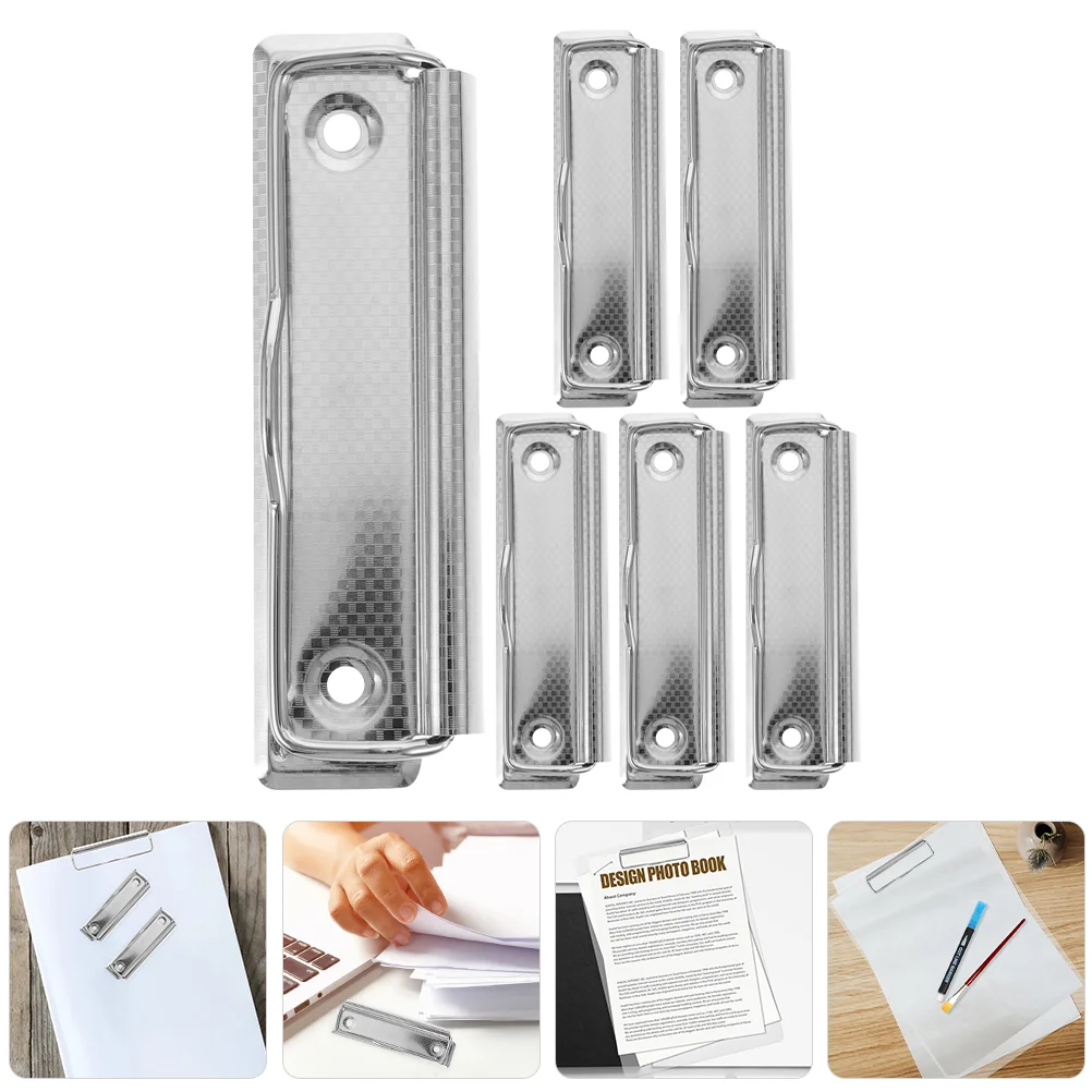 

6 Pcs Writing Pad Holder Craft Project Clips With Rivets Optional Document Aluminum Alloy Fixing File Office