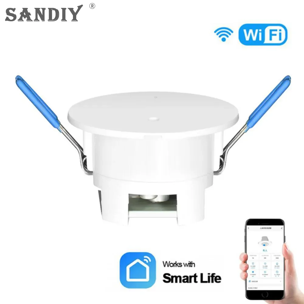 

Новинка 2023 SANDIY czujnik mikrofalowy Wi-Fi czujnik obecности человеческого образца с люминесцентной вставкой waniem 5/220V inteligentne