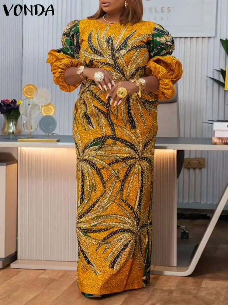 Женское платье-макси с длинным рукавом свободного покроя