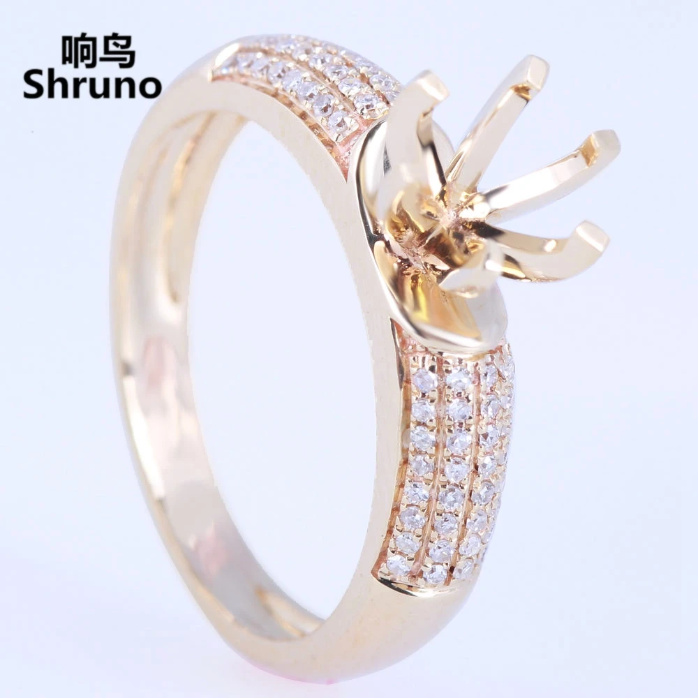 Женское кольцо из желтого золота 14 к 10 Shruno 5 75-7 мм с круглым вырезом и натуральными