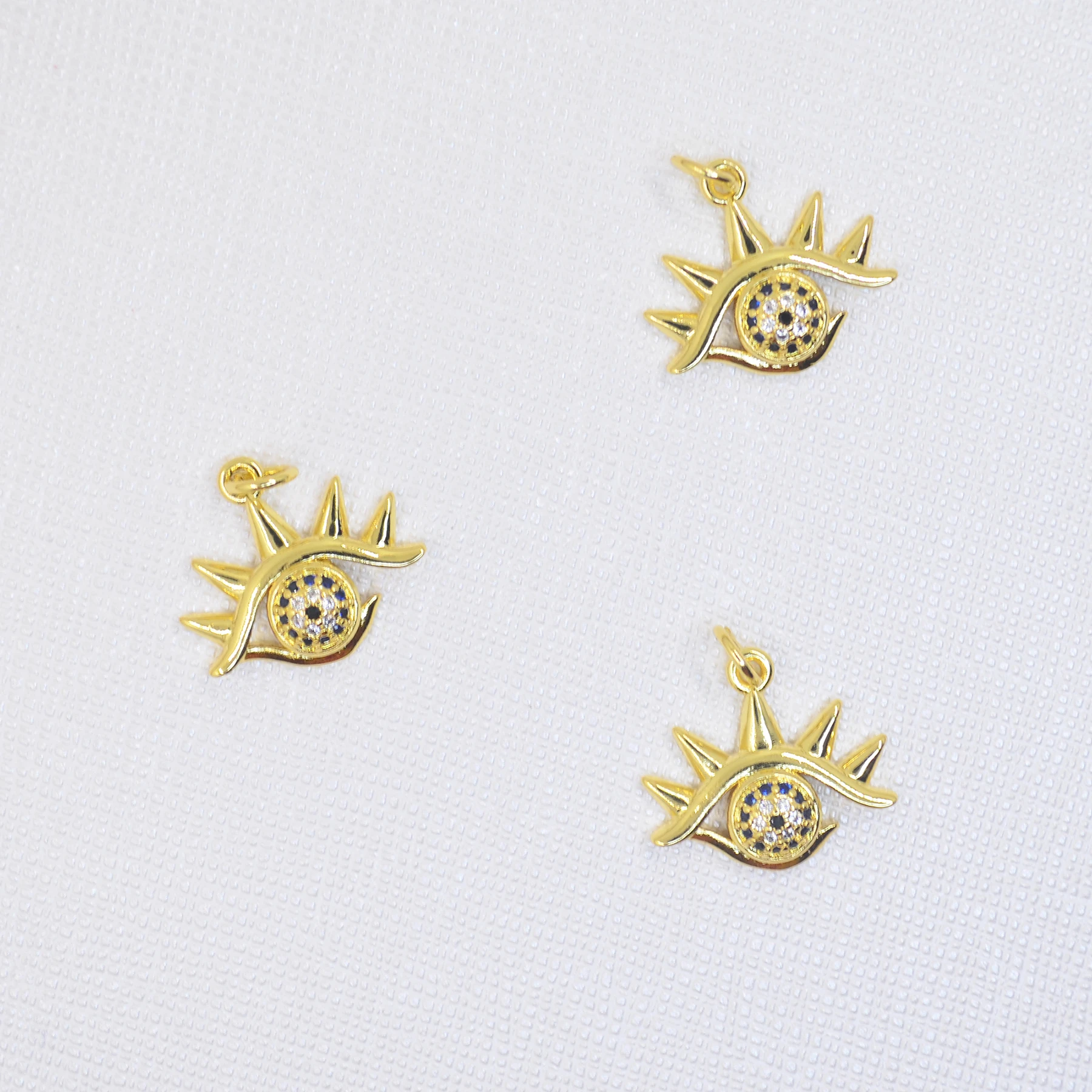 

Earring Making Supplies Devil's Eye Color Zircon Metal Bezel Diy Handmade Charm Necklace Bracelet for Women Wholesale Bulk