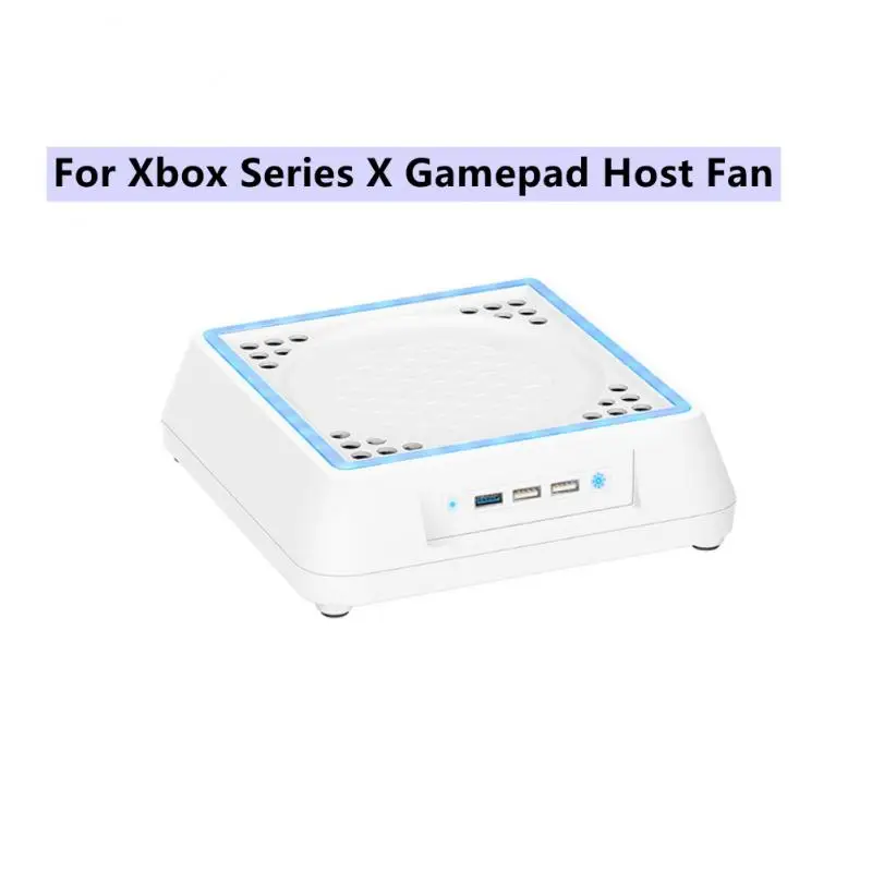 

Black White Gaming Console Cooling Fan For Series X Gamepad Host Fan With LED Strip Three USB Ports 3 Adjustable Wind Speed