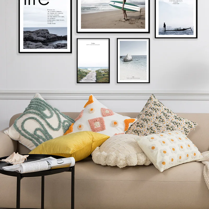 

Embroidery Tassels Pillowcase Home Sofa Decor Cushion Cover Tassels Pillow Cover Living Room Decoration Couch Cushions