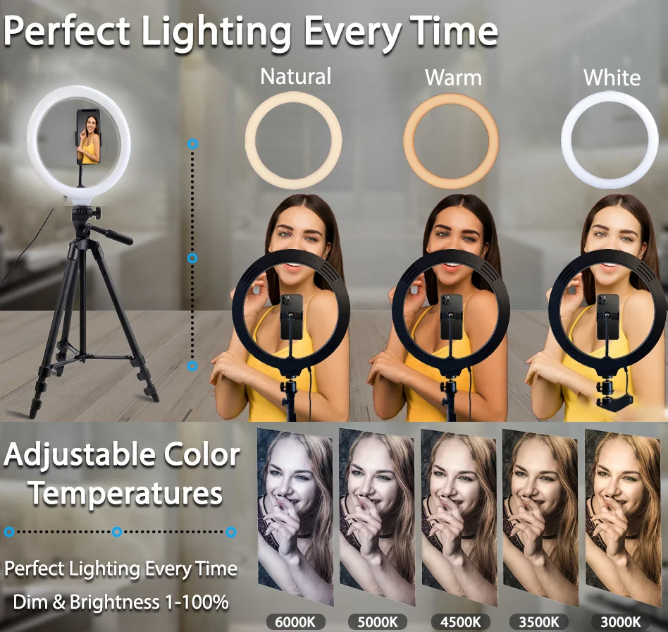 26cm photo ringlight led selfie ring light phone remote control lamp photography lighting with tripod stand holder youtube video free global shipping