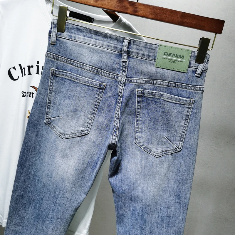 Мужские джинсы скинни светильник-голубые и серые брюки полной длины от