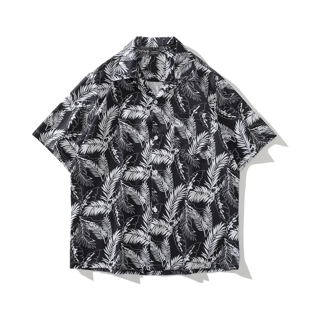 

OSCN7 Повседневная Уличная рубашка с коротким рукавом и принтом для мужчин 2022 Гавайские пляжные Большие женские модные рубашки Harujuku для мужчи...