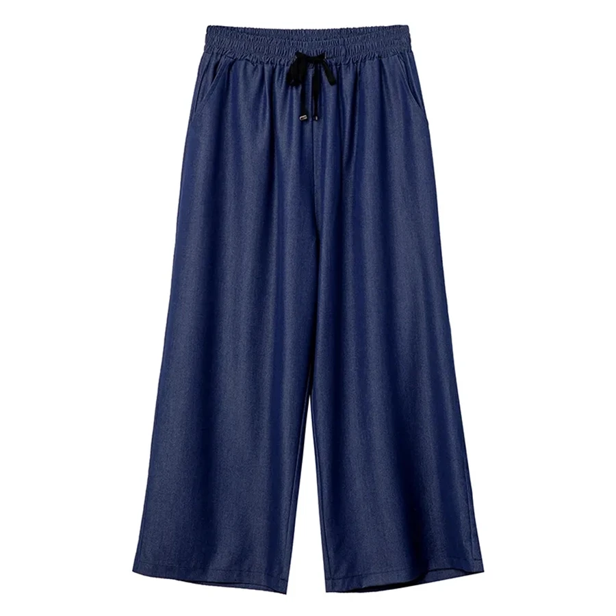 Blue Thin Oversize 5xl Baggy Jeans Denim Trousers Women Capris Elastic High Waist Wide Leg Pants Casual Vaqueros Korean Pantalon