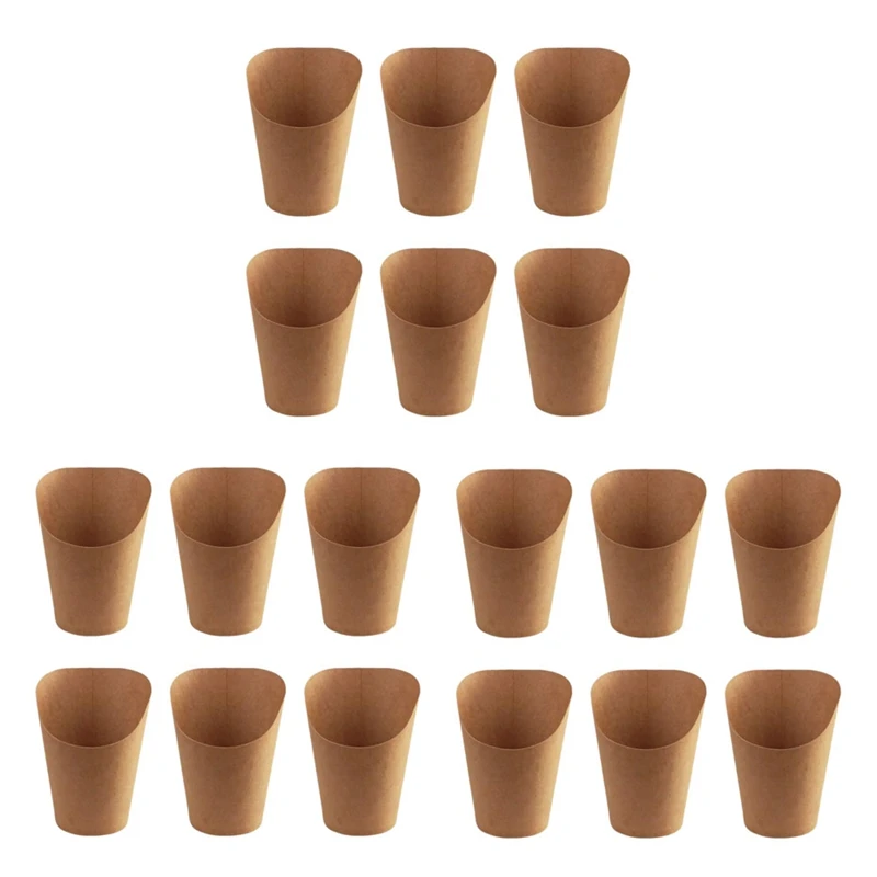

300Pcs Disposal Baking Cakes Egg Puff French Fries Chips Snacks Kraft Paper Cups Holder, 300Ml (Brown)