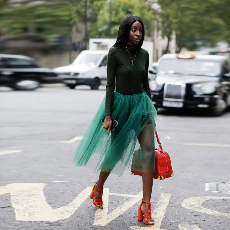 

Trendy Emerald Green See Thru Women Tulle Skirts No Lining Tulle Over Wrap Skirt Mid Calf Female Tulle Maxi Skirt